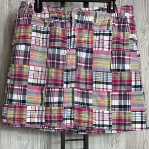 Merona Y2K Vintage Preppy Pink Madras Plaid Patchwork Mini Skirt Size 12